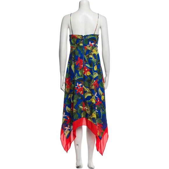 NWT Alice + Olivia Kayson Floral Print Midi Length Dress  XS | US 0 #9451 - Picture 5 of 8